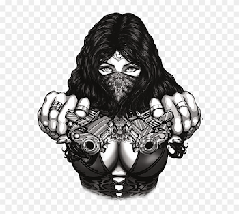 Gangster Girl With Gun Drawing, HD Png Download (#373826) - PikPng