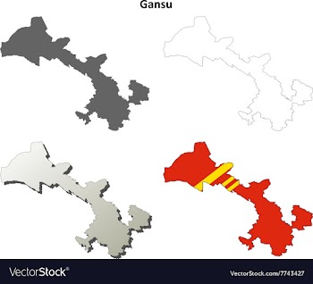 Gansu blank outline map set vector image