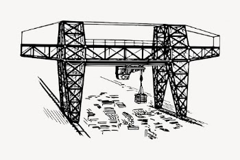 Gantry crane clipart, vintage construction | Free Vector - rawpixel