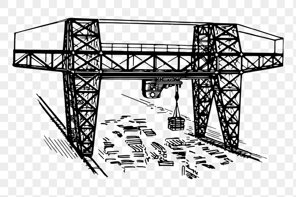Gantry crane png sticker, vintage | Free PNG - rawpixel
