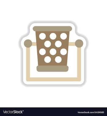 Garbage bin in paper sticker style vector image