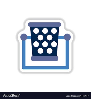 Garbage bin in paper sticker style vector image