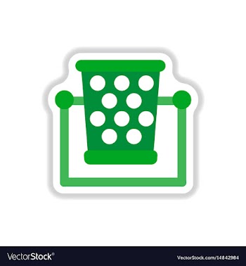 Garbage bin in paper sticker style vector image