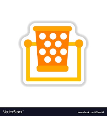 Garbage bin in paper sticker style vector image