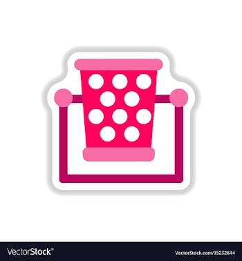 Garbage bin in paper sticker style vector image