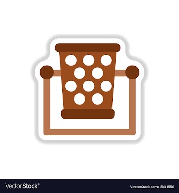 Garbage bin in paper sticker style vector image