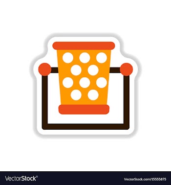 Garbage bin in paper sticker style vector image