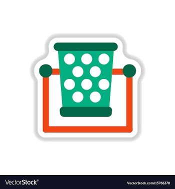 Garbage bin in paper sticker style vector image