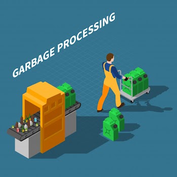 Garbage processing isometric illustration Free Vector