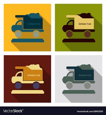 Garbage truck full of garbage is on the ground vector image