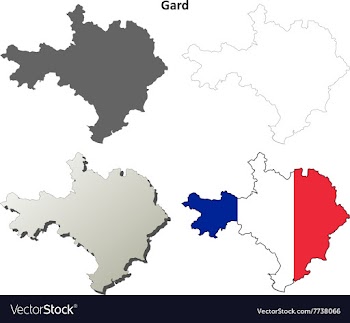 Gard Languedoc-Roussillon outline map set vector image