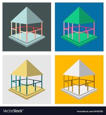 Garden pavilions and garden furniture icon vector image