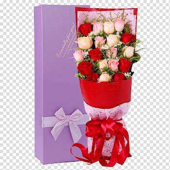Garden roses Beach rose Gift Flower bouquet Birthday cake, Custom purple gift box rose bouquet transparent background PNG clipart