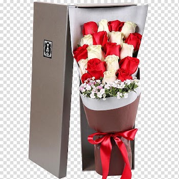 Garden roses Beach rose Gift Flower bouquet Ribbon, Custom red and white rose bouquet gift box transparent background PNG clipart