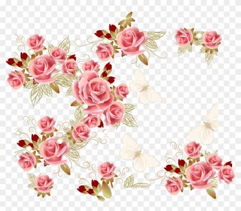 Garden Roses Pink Flower - Floral Pink Roses Png