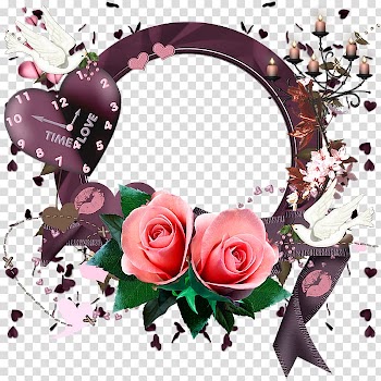 Garden roses Pink Frames, pink rose frame transparent background PNG clipart