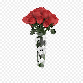 Garden roses Vase Flower bouquet - A transparent vase; a fresh bouquet 