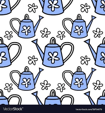 garden watering can seamless pattern