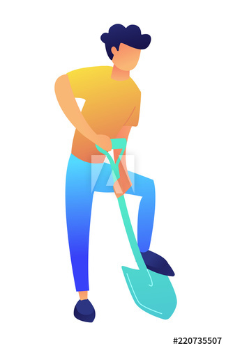 Gardener digging the ground with shovel vector illustration