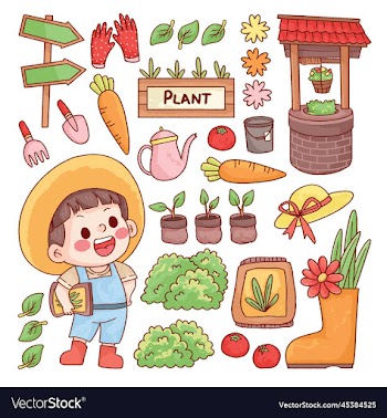 gardening farmer boy and element farming planting