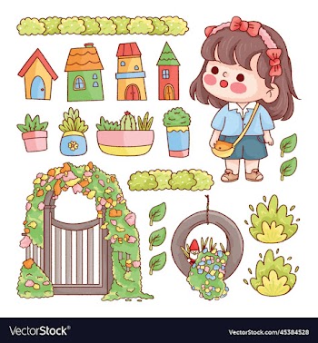 gardening farmer girl and element farming planting