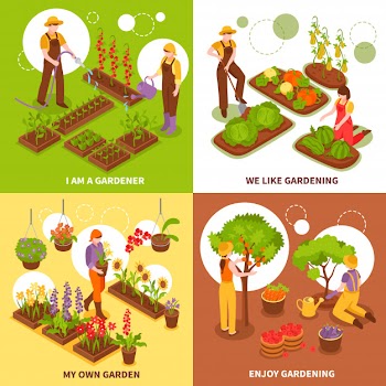 Gardening isometric concept set Free Vector