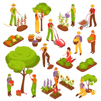 Gardening isometric set Free Vector