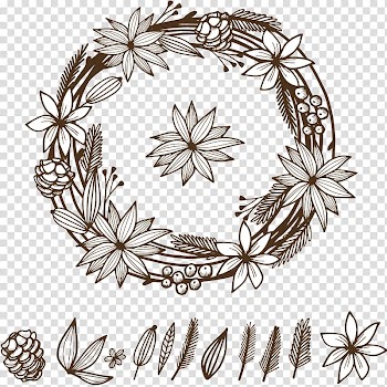 Garland Flower Christmas, Beautiful hand-painted garlands transparent background PNG clipart