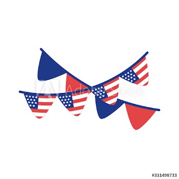 garlands with united states of america flag silhouette style