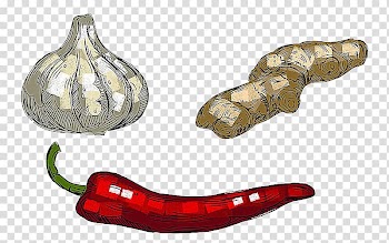 Garlic Vegetable Illustration, Garlic ginger pepper creative idea sealless transparent background PNG clipart