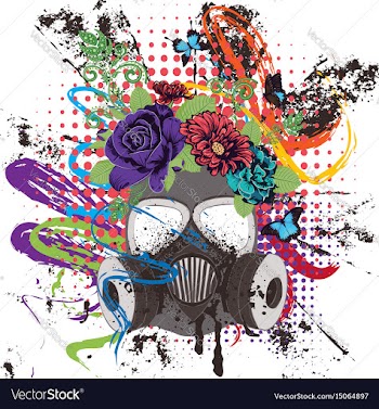 Gas mask with roses vector image