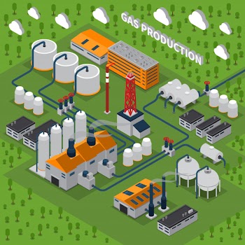 Gas production isometric illustration Free Vector
