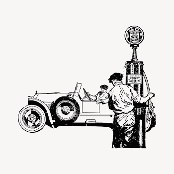 Gas station collage element, drawing | Free Vector - rawpixel