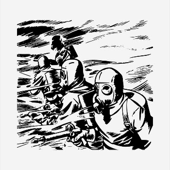 Gasmask men  clipart, vintage | Free Vector - rawpixel