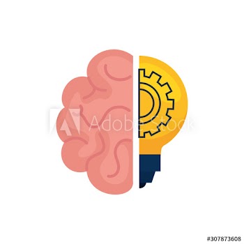 Gear inside light bulb and brain design