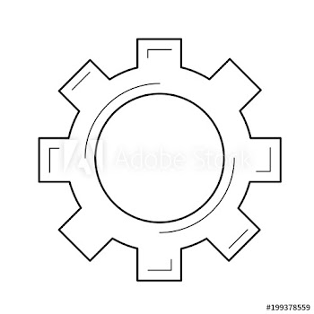 Gear vector line icon isolated on white background