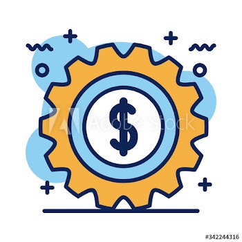 gear with money symbol detail style icon