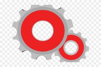 Gears Clipart Red - Brown Bg, Blue Border Circle Cc