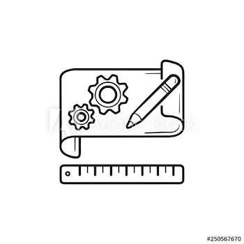 Gears on paper prototyping hand drawn outline doodle icon