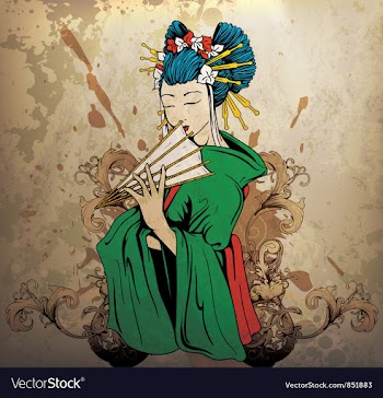 Geisha on grunge background vector image