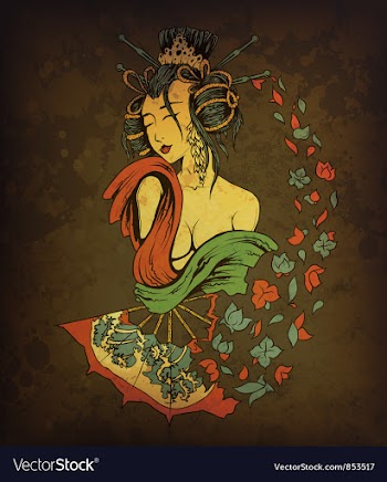 Geisha on grunge background vector image