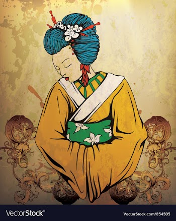 Geisha on grunge background vector image