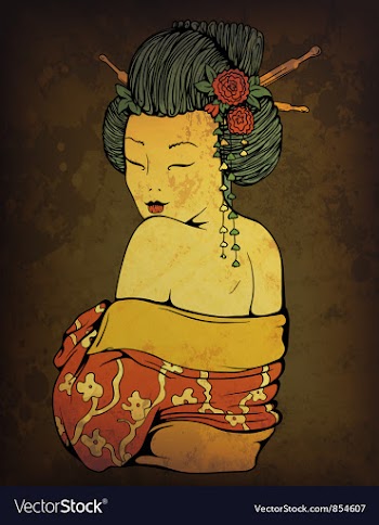 Geisha on grunge background vector image