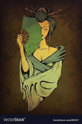 Geisha on grunge background vector image