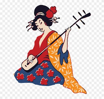 Geisha Playing A Shamisen - Geisha Clipart