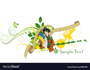 Geisha with floral vector image