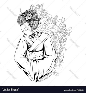 Geisha with floral vector image