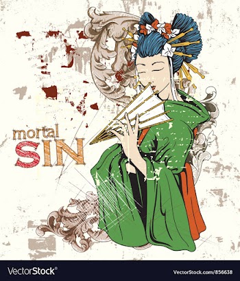 Geisha with floral vector image