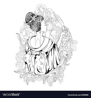Geisha with floral vector image