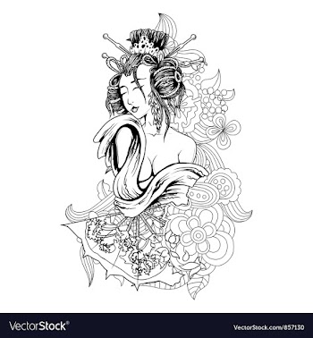 Geisha with floral vector image
